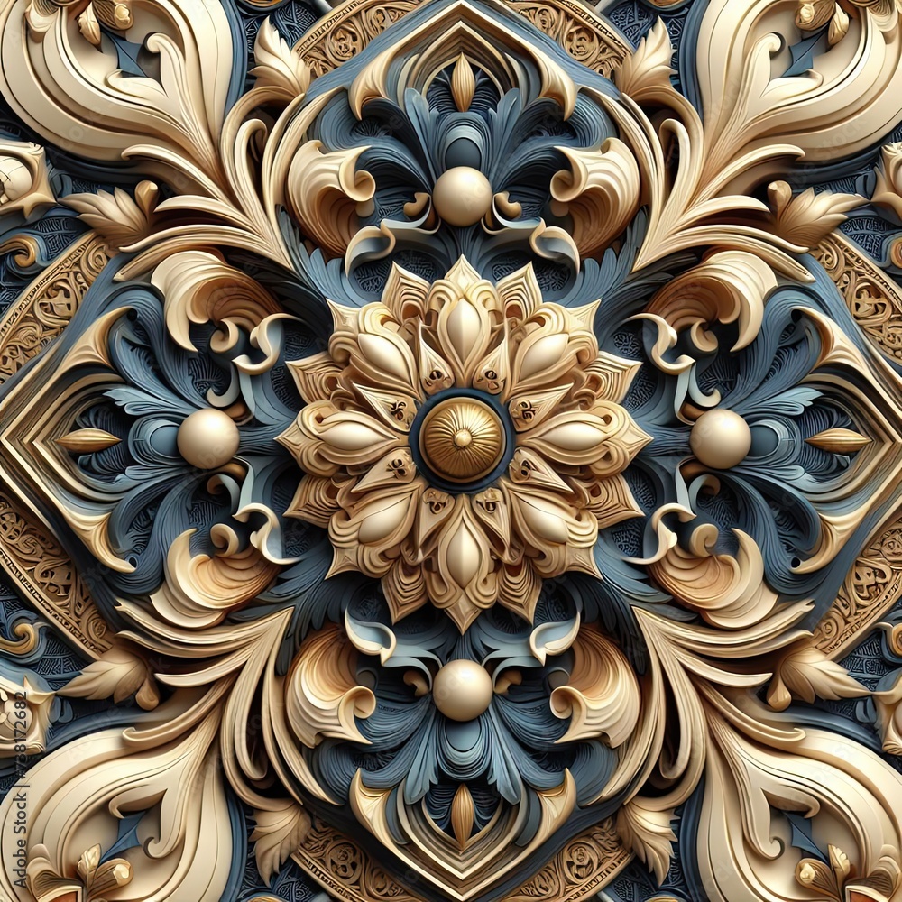 Realistic three-dimensional arabesque ornament vecto Realistic three-dimensional arabesque ornament vecto