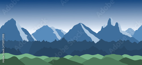 Fototapeta Naklejka Na Ścianę i Meble -  Mountain landscape - rows of mountains vector