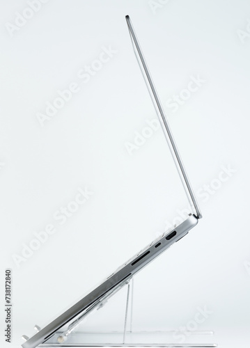 Laptop side profile on stand