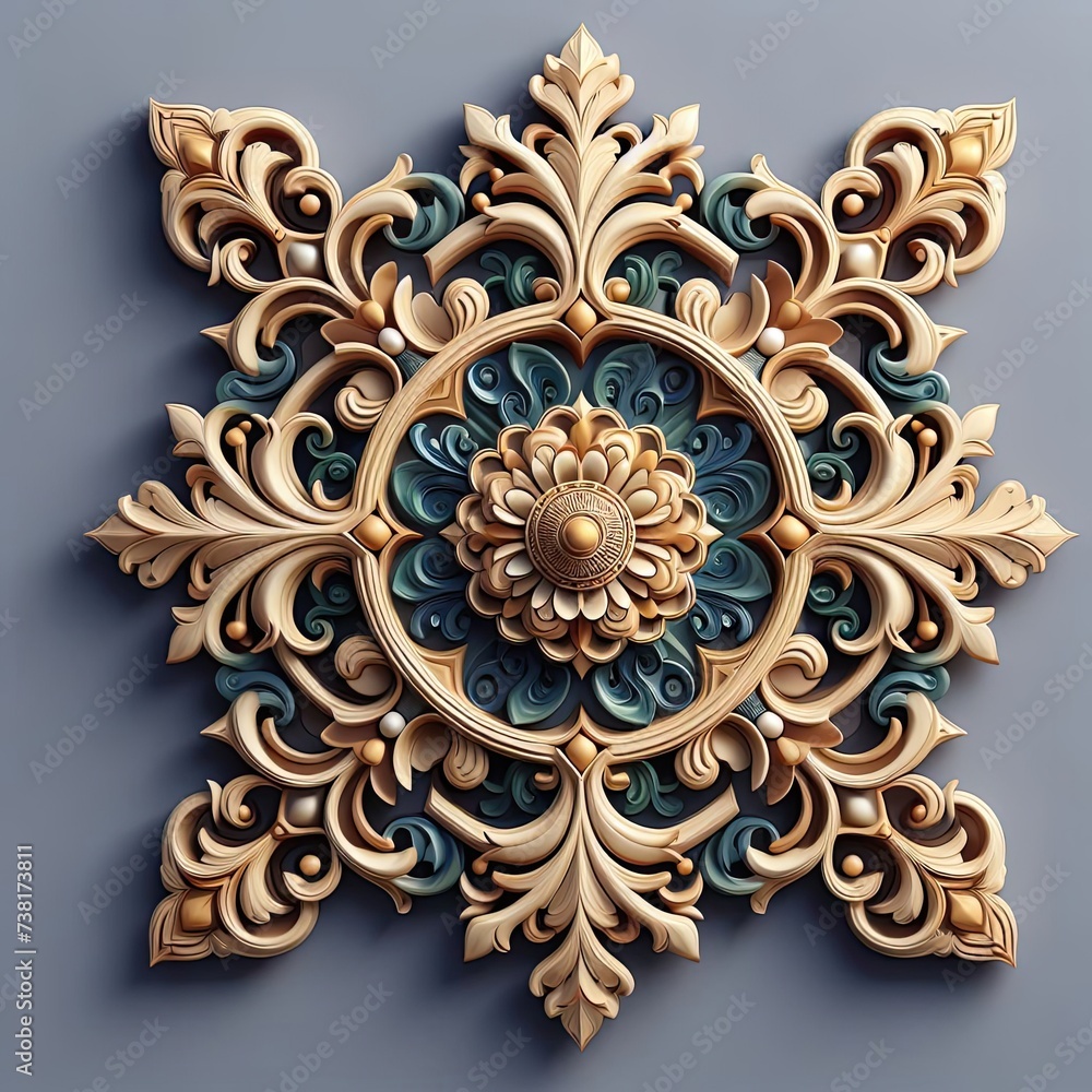 Realistic three-dimensional arabesque ornament vecto Realistic three-dimensional arabesque ornament vecto