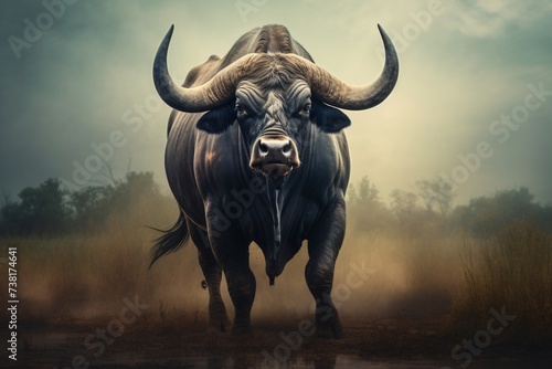 Wildlife photography of a bull running