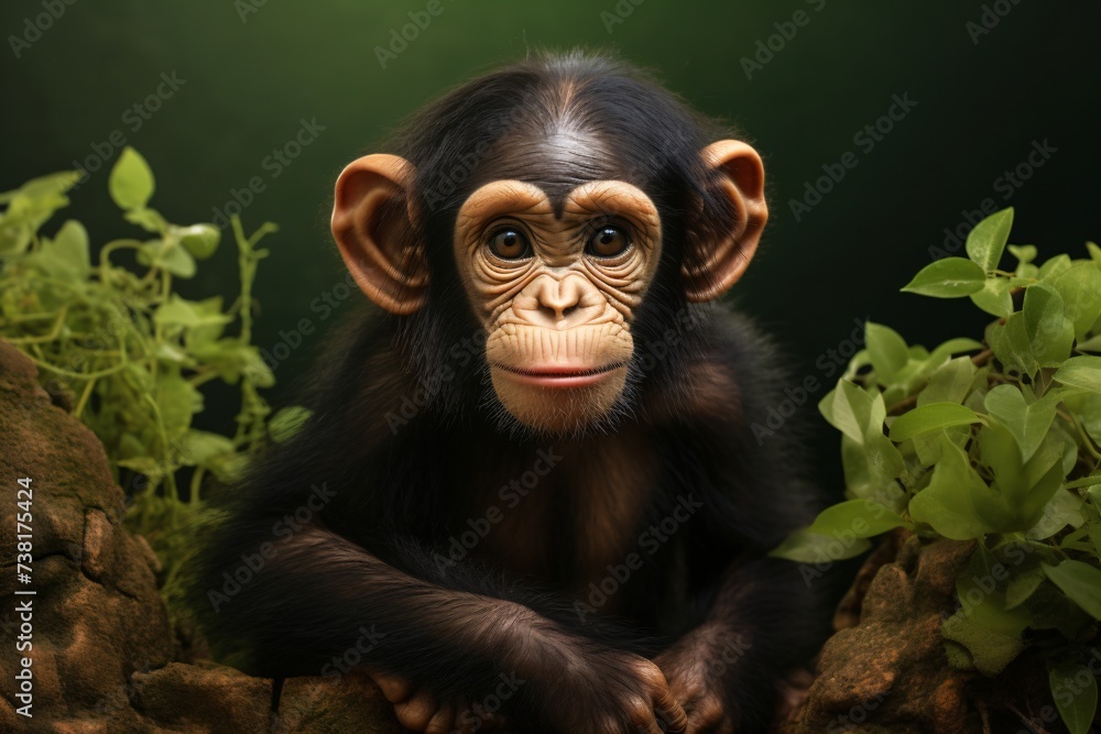 Fototapeta premium Closeup wildlife photography of a cute ape
