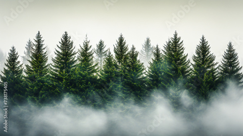 Mystical foggy forest  a scene of serene beauty and mystery  inviting exploration and reflection