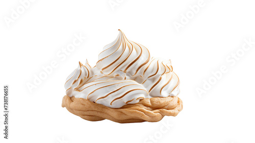 Homemade baked meringue cookie, a delightful sugary treat on a crisp transparent background, perfect for culinary connoisseurs and sweet tooth cravings