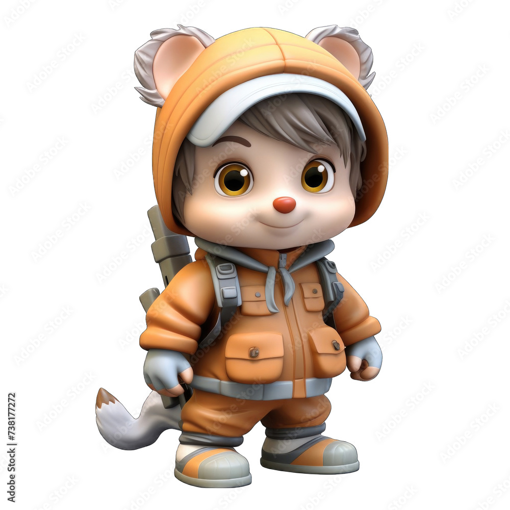 3d cute little hunter png / transparent 3d cute little hunter png / transparent