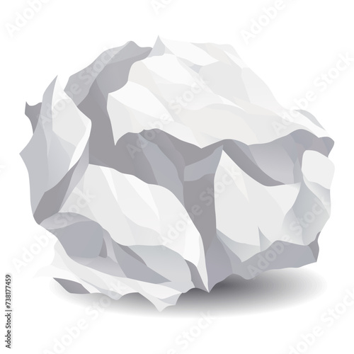 Crumpled paper ball icon. Realistic garbage, bad idea symbol, crushed piece of paper. Throw rumple grunge sheet. Mistake in document. Realistic wrinkled page