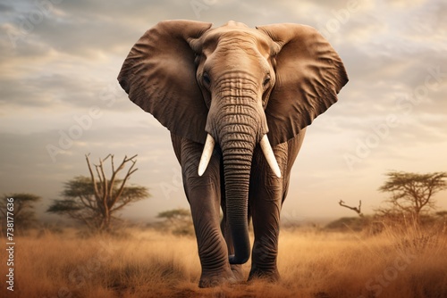 Closeup of a big elephant in the jungle