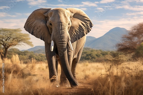 Closeup of a big elephant in the jungle