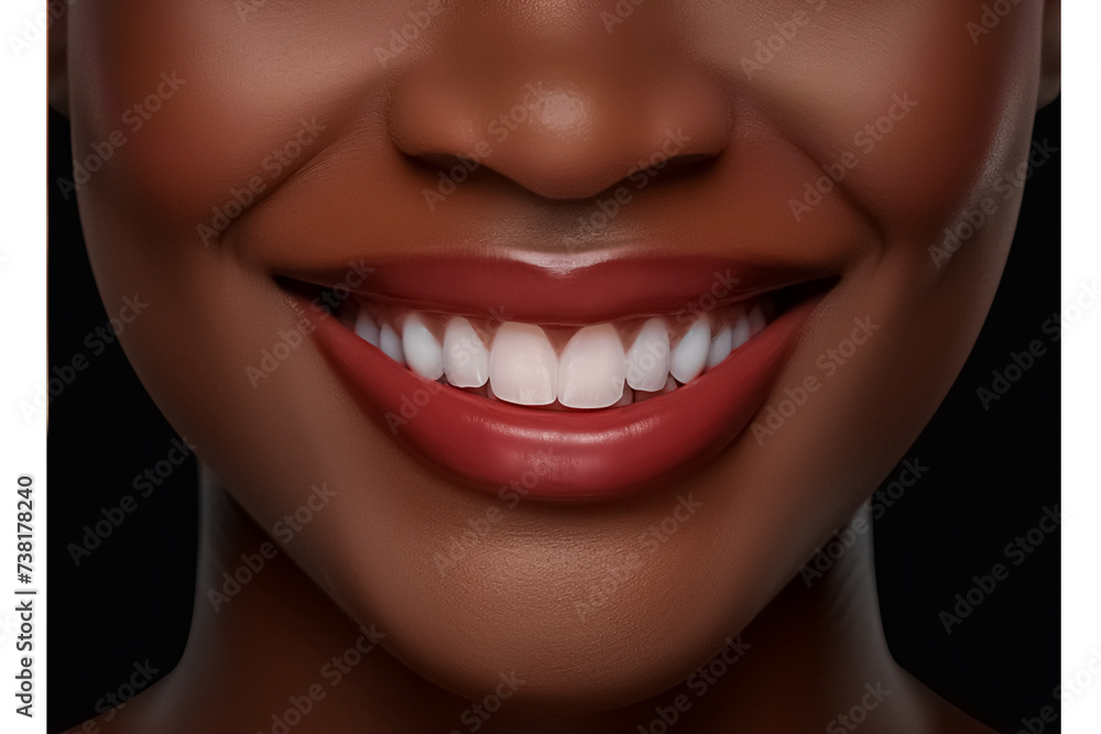 Black woman smiling mouth close up, front view dentist advertising Black woman smiling mouth close up, front view dentist advertising