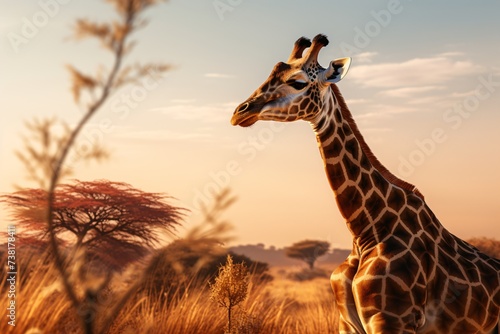 Closeup portrait of a giraffe face