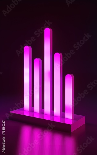 Rising gradient stripes  a vibrant display of growth and progress in a surreal illuminated environment