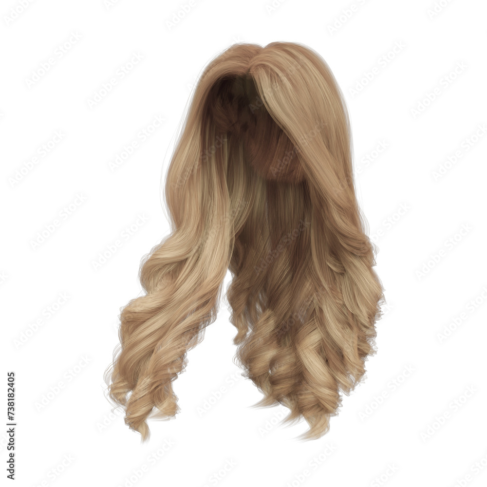 Naklejka premium 3d render princess style wavy blonde hair isolated