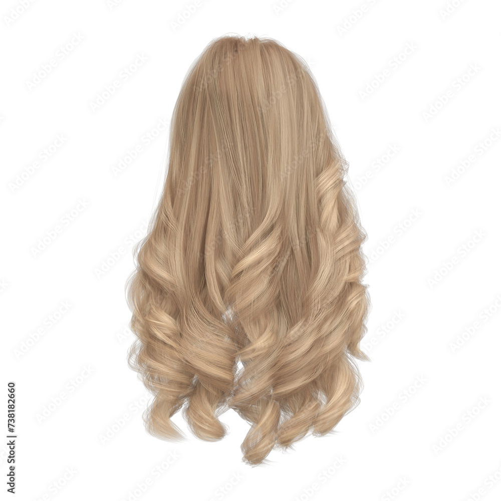 3d render princess style wavy blonde hair isolated 3d render princess style wavy blonde hair isolated