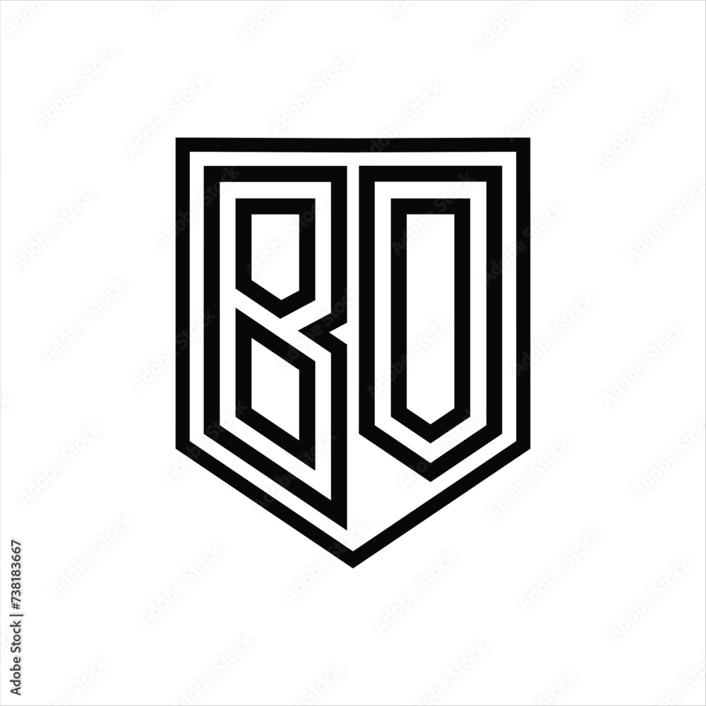 BO Letter Logo monogram shield geometric line inside shield isolated style design BO Letter Logo monogram shield geometric line inside shield isolated style design