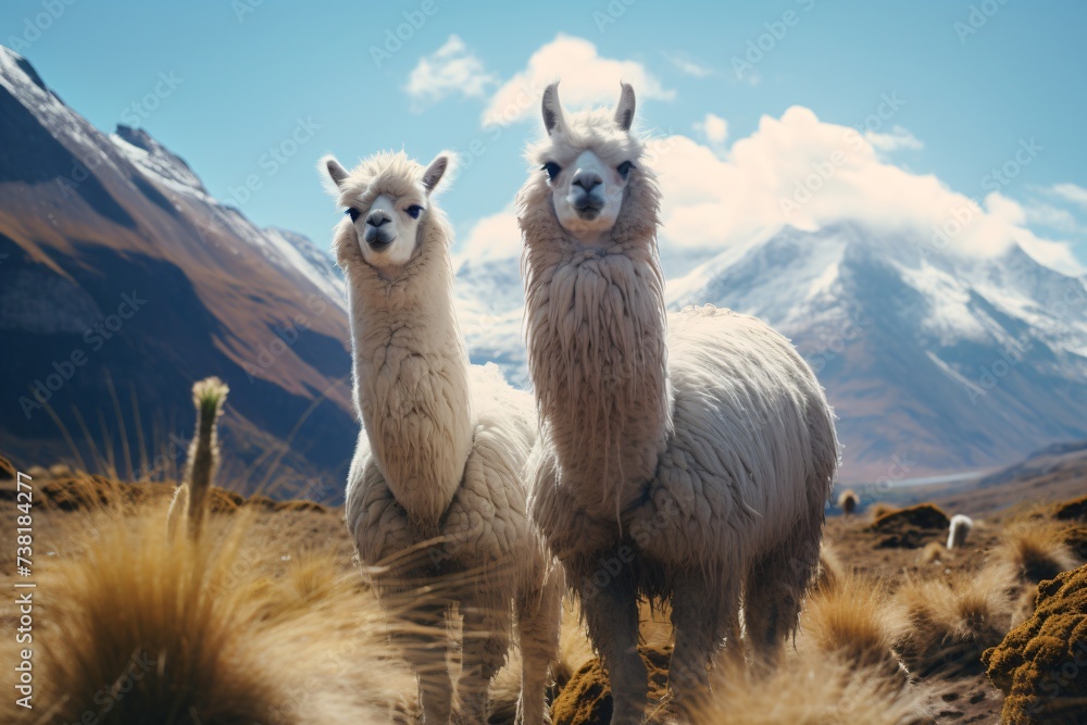Fototapeta premium alpaca in the mountains