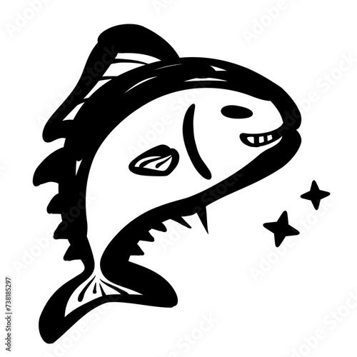 ニヤリと笑う鮪のイラスト