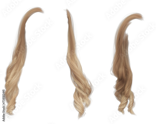 3d render princess style wavy blonde hair isolated