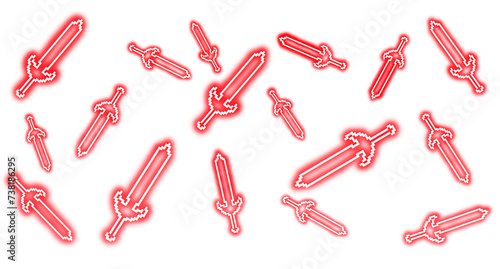 Fotografie Pixel art red glowing sword circle pattern