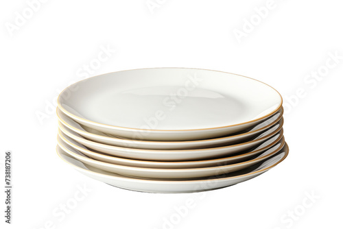 Stack of White Plates Stacked on Top of Each Other. A tall stack of plain white plates neatly arranged on top of one another.