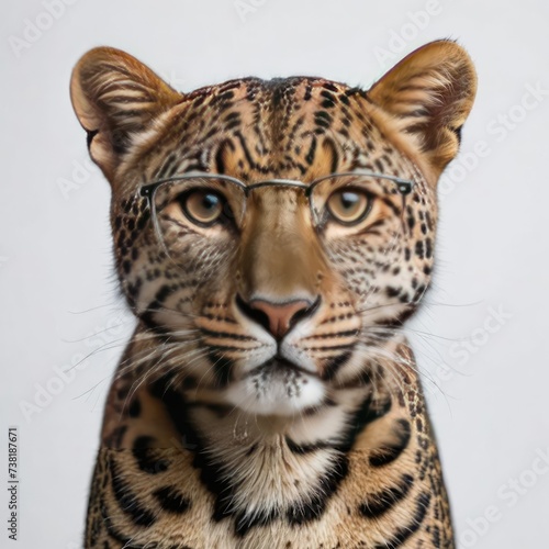 portrait of a leopard on white