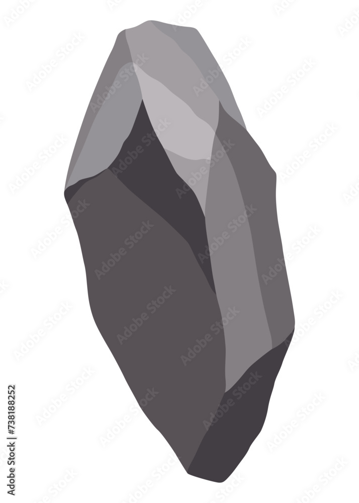 Naklejka premium Rock stones or debris of mountain. Gravel, gray stone. Polygonal shape, piece of fossil stone. Game decoration element
