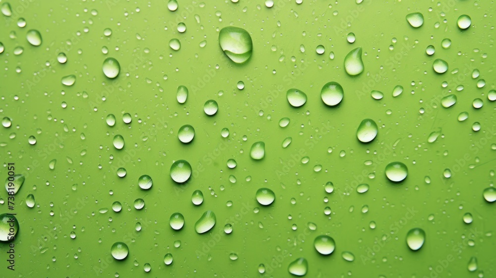 The background of raindrops is in Pista Green color.