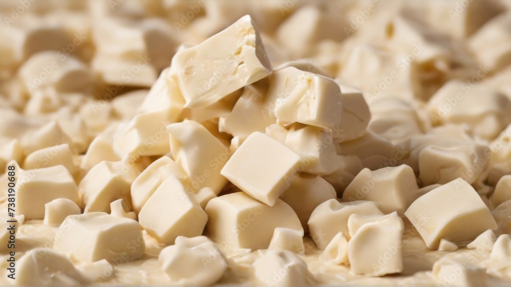 An overhead shot of a white chocolate chunks background An overhead shot of a white chocolate chunks background