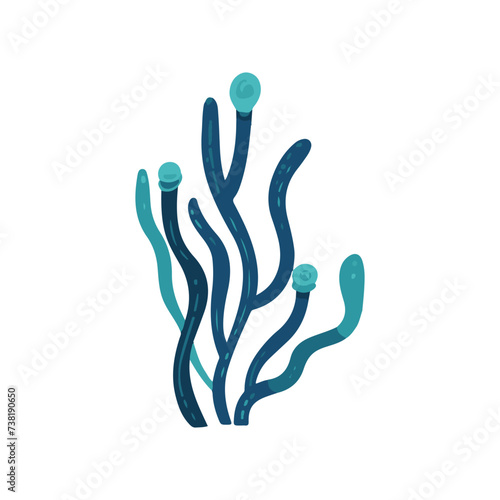 Vector illustration underwater world, sea plants on white background for sticker, print, poster, postcard