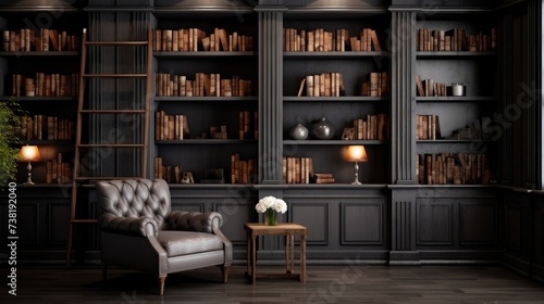 The background of the bookcases is in Gray color