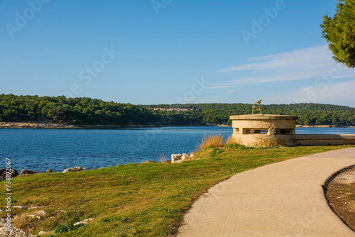 A World War Two bunker on the coast of the Kasteja Forest Park - Park Suma Kasteja - in Medulin, Istria, Croatia. December