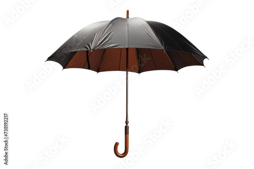 Brown and Black Umbrella. A photo showcasing a brown and black umbrella placed on a plain Transparent background.