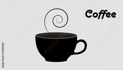Coffee, tea cup, coffee with smoke,  icon,Cup,mug, black, of hot drink  