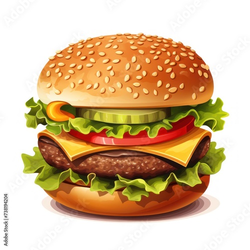 delicious hamburger on a white background