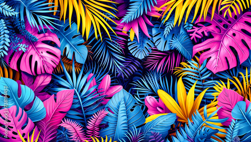 Exotic Tropical Foliage Pattern, Infusing Fashion with Vibrant Nature in Seamless Wallpaper