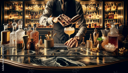 Bartender Showcasing an Assortment of Craft Cocktails at a Cozy Bar