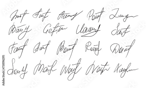 Collection of vector signatures fictitious Autograph. photo