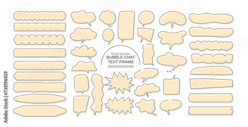 set of hand drawn bubbles, bubble chat, text frame, speak bubble line, flat, note, sticker