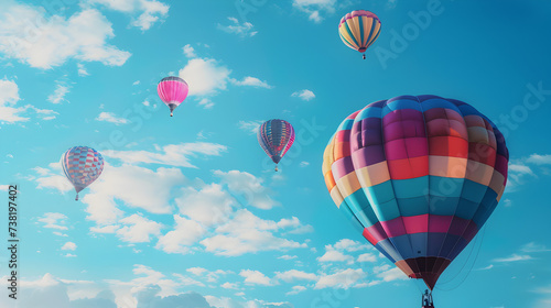 hot air balloon in sky wallpaper for background images,, hot air balloon 3d image