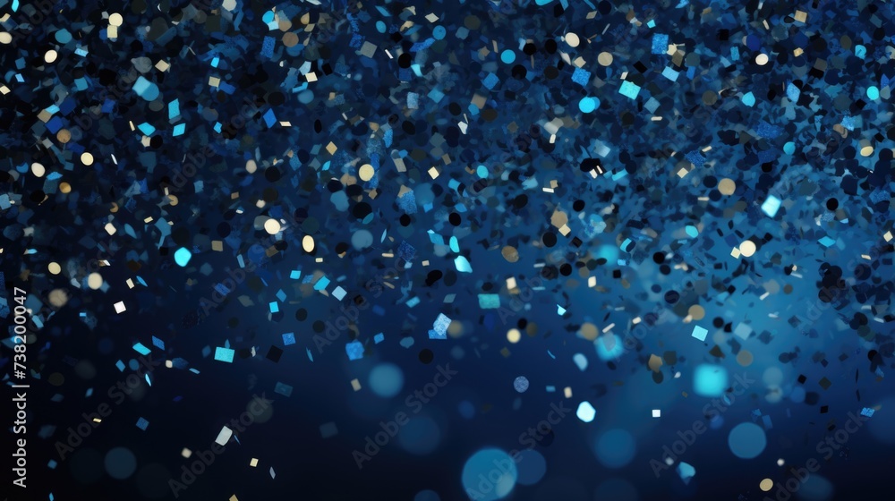The background of the confetti scattering is in Sapphire color The background of the confetti scattering is in Sapphire color