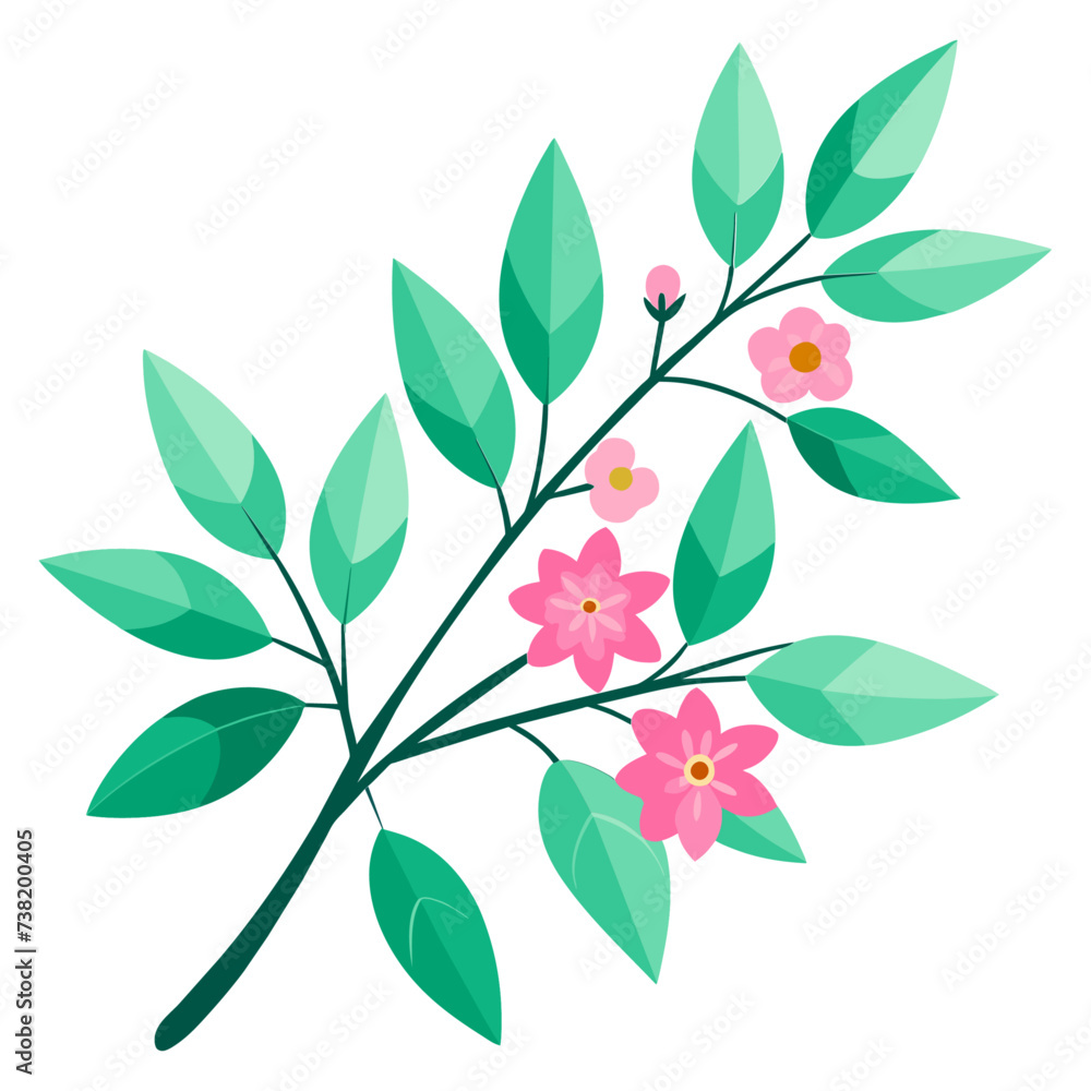 Branch with flower, vector design isolated Branch with flower, vector design isolated