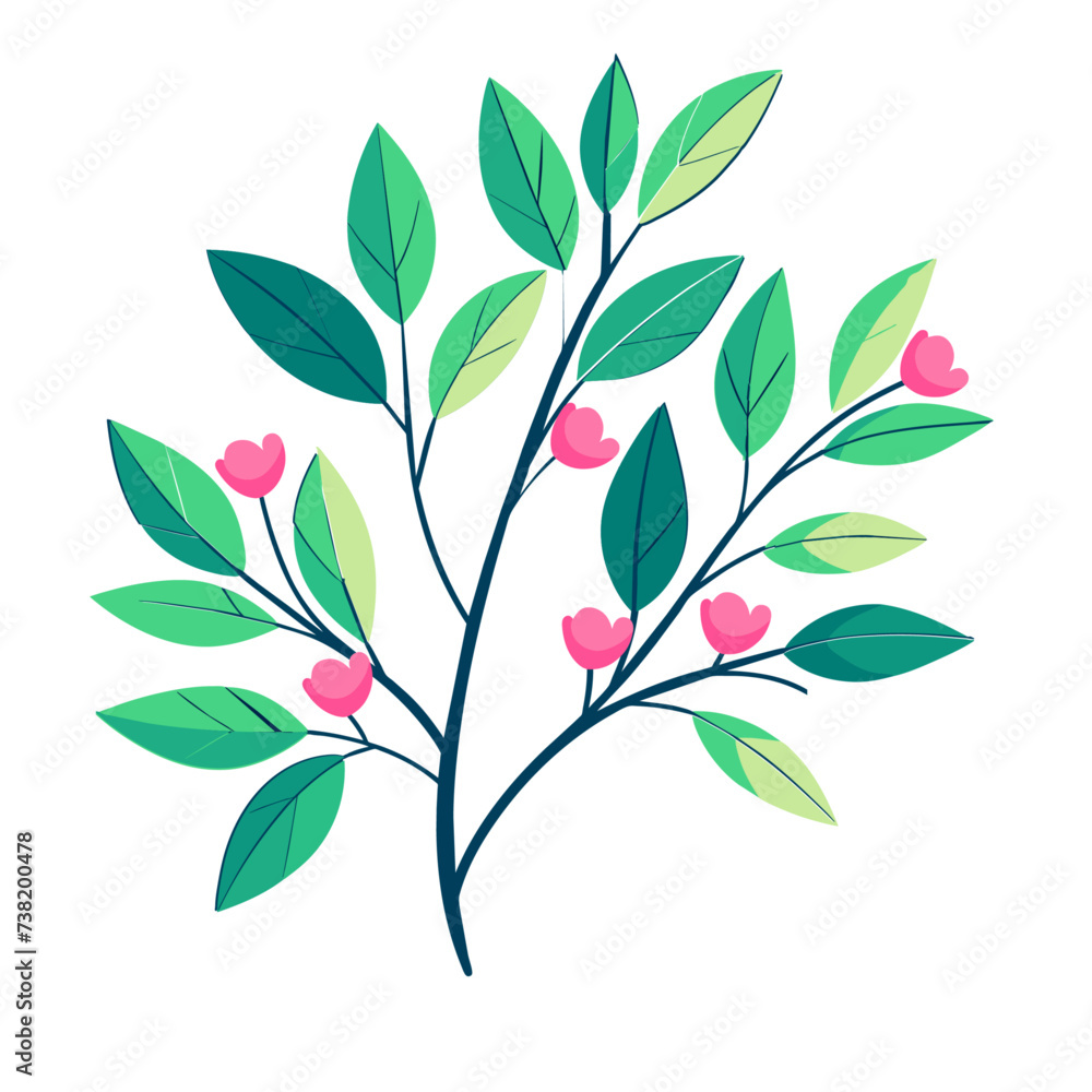 Branch with flower, vector design isolated Branch with flower, vector design isolated