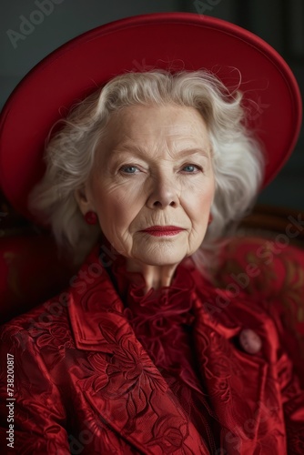 Portrait focusing on the elegant elderly woman's expressive eyes and beautiful features in a close-up shot.