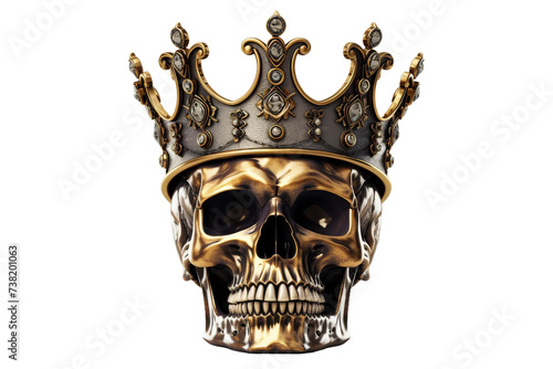 Skull With Crown on Head. A skull, adorned with a regal crown, serves as the main subject of this image.
