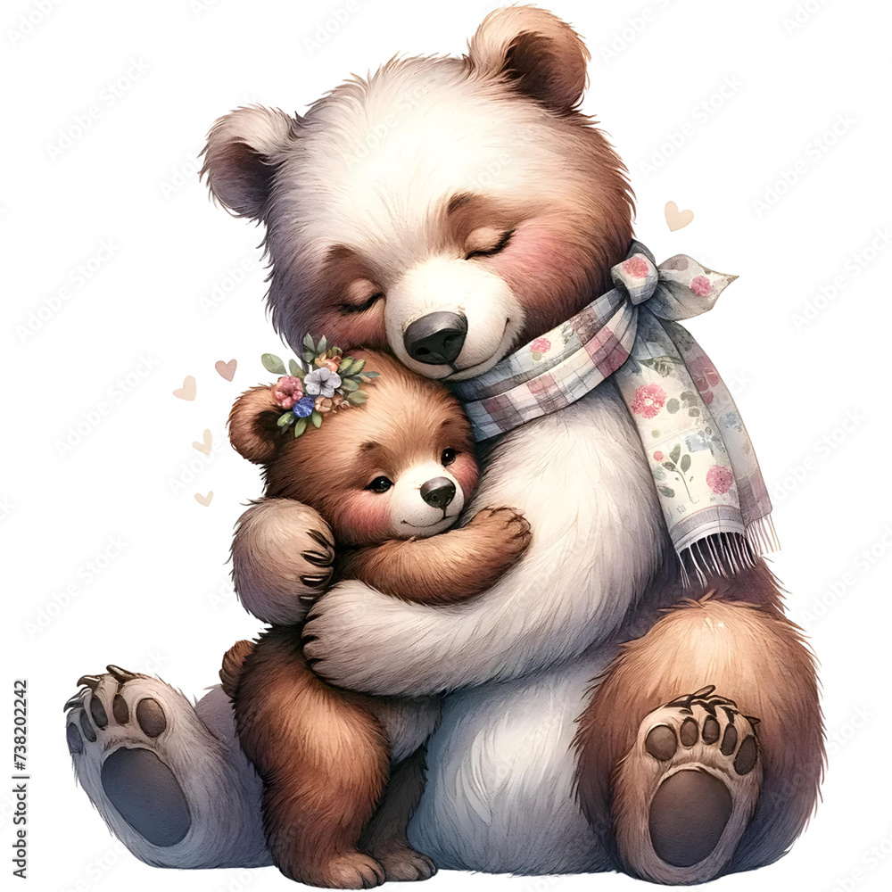 Adorable Bear, Mommy Bear, The Cuteness of a Mother and Baby, Mother's Day, Watercolor illustration of Bear wildlife animal, Mom and Baby moment of love and happiness, PNG file, Adorable Bear, Mommy Bear, The Cuteness of a Mother and Baby, Mother's Day, Watercolor illustration of Bear wildlife animal, Mom and Baby moment of love and happiness, PNG file,