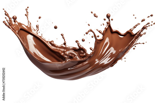 A Splash of Chocolate. A photo capturing a dynamic splash of chocolate against a clean Transparent background.