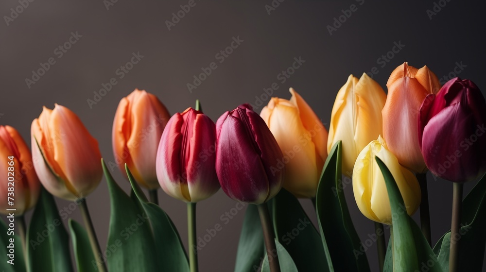 beautiful tulips spring background - obrazy, fototapety, plakaty 