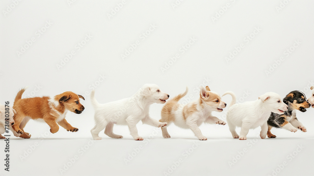 Group of dogs isolated on white