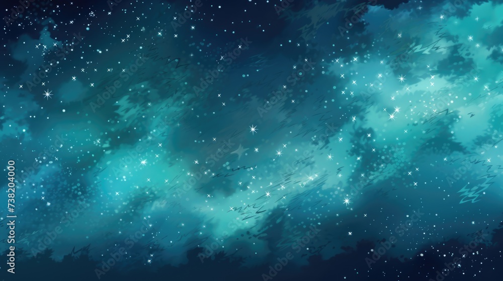 Obraz premium he background of the starry sky is in Aqua color.