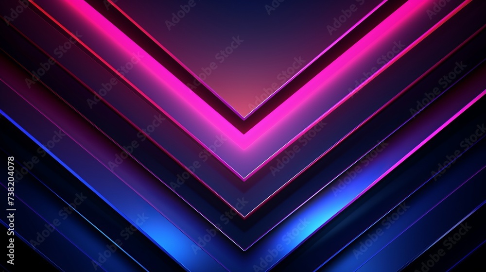 Abstract geometric background with magenta and blue hues. Corrugated lines futuristic backdrop - obrazy, fototapety, plakaty 