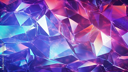 Abstract futuristic geometric crystal background, iridescent texture, faceted gem. 3d rendering.